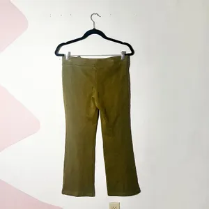 Vtg Y2K Athleisure Pants Large Olive Green Flare 2000s Butterfly thumbnail 3