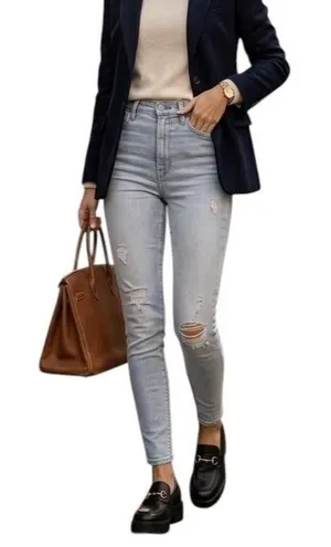 Hollister Jeans Women's 23 Blue Ultra High Rise Skinny Distressed Stretch Denim thumbnail 1