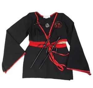 Naughty Ninja Womens S Halloween Sexy Costume Two Piece Black Red thumbnail 1