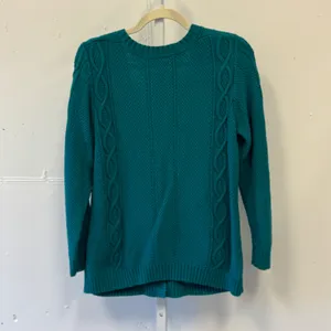Y2K Croft & Barrow Women's Teal Green Cable Knit Button Front Cardigan Sweater M thumbnail 2