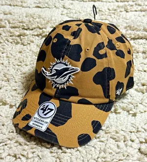 ’47 Brand Miami Dolphins Women's leopard print Clean Up Adjustable Hat thumbnail 1
