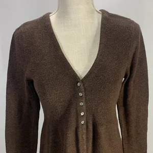 Sarah Spencer Wool Blend Brown V Neck Cardigan Sweater Size Large thumbnail 2