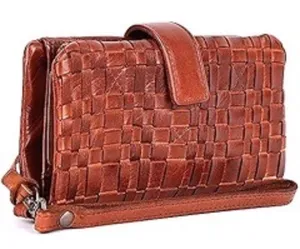 Valenca Holland Brown Woven Distressed Leather‎ Wallet Credit Card ID Holder thumbnail 1
