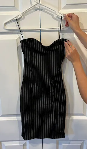 Strapless Pinstripe Bodycon Dress thumbnail 1