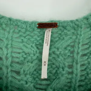 Free People‎ Green Chunky Open Knit Mohair Wool Blend Sweater Medium Womens thumbnail 4