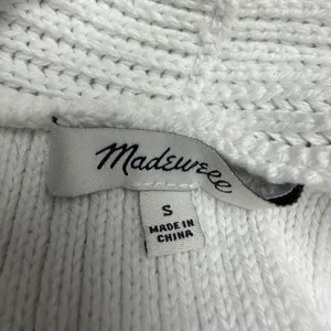 Madewell White Ribbed Knit Chunky Open Cardigan Preppy Academia Sweater Teacher‎ thumbnail 4