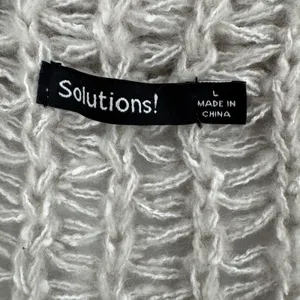 Solutions Cardigan Women L Beige Open Knit Oversized Lagenlook Asymmetrical Dust thumbnail 6