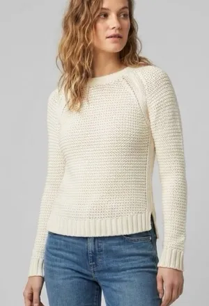 Banana Republic Sweater Wool Blend Small Ivory Knit Pullover Ribbed Waffle Fall thumbnail 1
