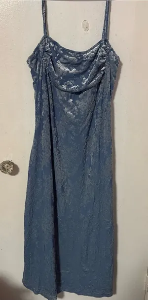Blue Slip Dress with Cowl Neck thumbnail 1