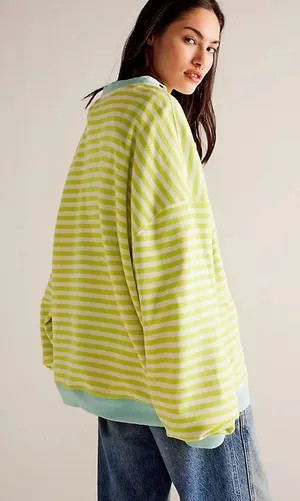 Free People Classic Striped Oversized Crewneck thumbnail 2