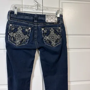 Miss Me Skinny Jeans Womens 27 Dark Wash Embellished Rhinestone Cross Pockets thumbnail 8