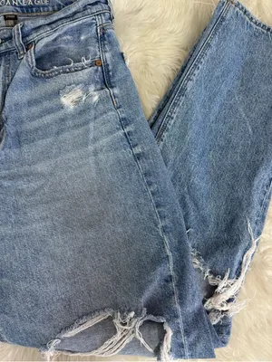 American Eagle Highest Rise Baggy Straight Jeans Distressed 4 Regular thumbnail 4