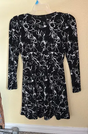 Nine West Black Dress White Print thumbnail 1