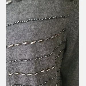 Talbots Gray Beaded‎ Embellished Open Cardigan Sweater Top Lambswool Blend Sz PM thumbnail 5