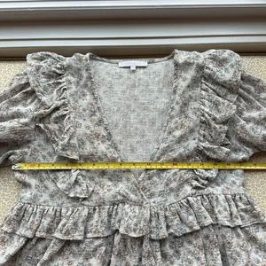 Olivaceous Ruffle Tiered Cropped Top with 3/4 length sleeves thumbnail 10