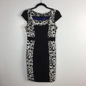 Marc New York Print Ribbed Panel Cap Sleeve‎ Dress Size 2 thumbnail 2