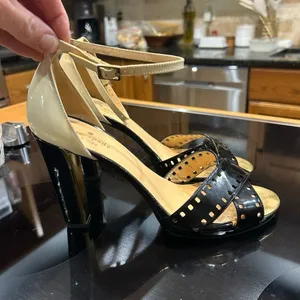 Kate Spade New York Fresia porcelain patent black platform‎ sandal heels size 10 thumbnail 2