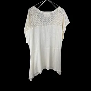 Two by Vince Camuto Tribal Beat Lace Inset Shark Bite‎ Hem Shirt Top Chalk Sz XL thumbnail 2