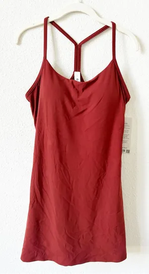 Lululemon Flow Y Dress B/C Cup Cranberry Charm Large Athleisure Sporty Tennis thumbnail 1