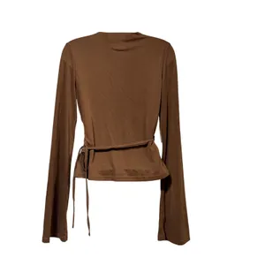 Princess Polly‎ Brown Long Sleeve Wrap Top V-Neck Tie Waist Cropped US 10 thumbnail 4