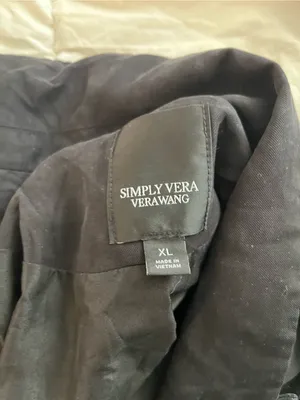 Simply Vera Wang Womens XL Black Draped Open Front Boyfriend Blazer 3/4 Sleeve thumbnail 13