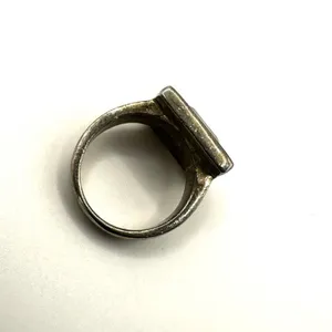 Silver tone clear square ring thumbnail 6
