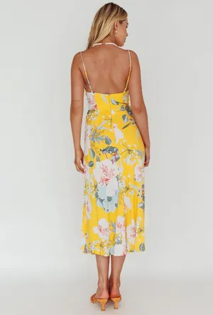 Selfie Leslie Yellow Floral Midi Dress thumbnail 3
