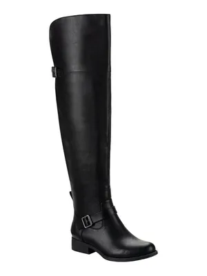 NWT Sun + Stone Anyaa Wide-Calf Buckled Over-the-Knee Boots Black 8.5M-WC thumbnail 2