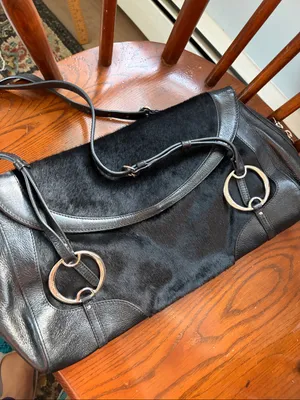 DKNY Y2K Black Leather & Haircalf Shoulder Bag thumbnail 13