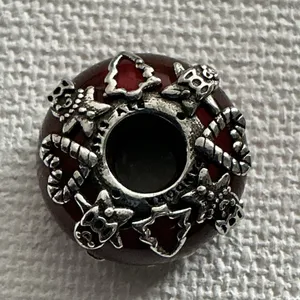 Pandora Christmas Candy Cane Holiday Charm Red Murano Glass ALE 925 Silver thumbnail 2