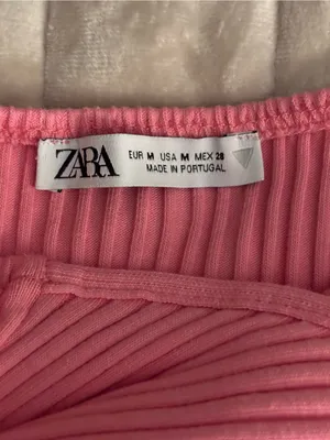 Zara Pink Ribbed One Shoulder & Scarf Knit Top Size M thumbnail 6