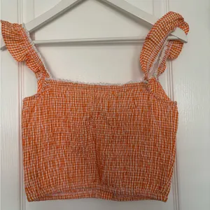Orange Gingham Ruffle Strap Top thumbnail 6