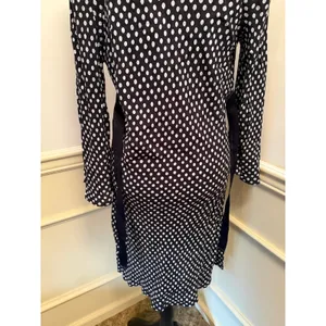 Etam Paris Vintage 90s/00s Milkmaid Polka Dot V-Neck Dress Navy Blue Whimsygoth thumbnail 6