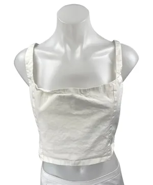 Princess Polly White Sleeveless Zip Cami Camisole Bandeau Crop Tank Top Size 12 thumbnail 1