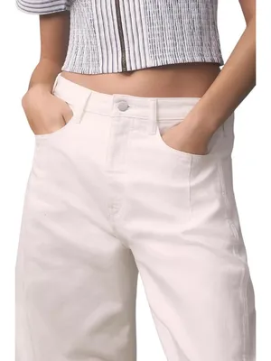 Pilcro Heritage Curve Mid-Rise Barrel Leg Jeans White Size 32T Anthropologie thumbnail 7
