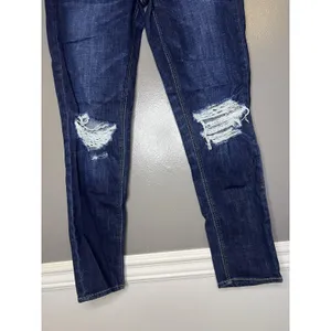 American Eagle Outfitters Tomgirl Jeans Womens 4 Dark Wash Blue Distressed Denim thumbnail 3