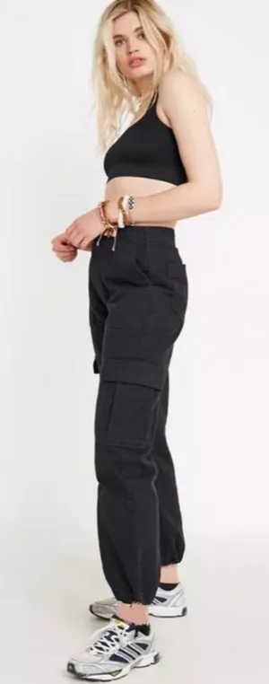Urban Outfitters UO BDG Black Cargo Utility Pants Trousers Cinched thumbnail 1