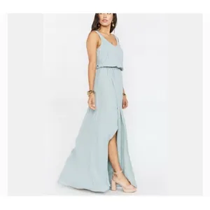 Show me your MuMu split Maxi dress SMALL sage sleeveless Bridesmaid prom thumbnail 3