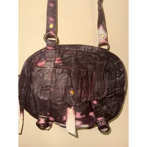 Free People Purple Tie Dye Goat Leather Crossbody Bag Buckle Indie Grunge Boho thumbnail 3