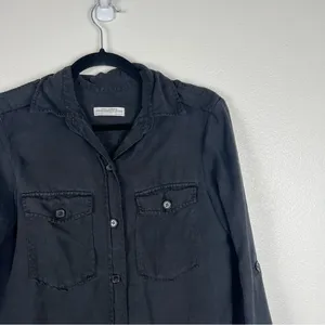 Zara‎ Premium Denim Collection Black Button Up Shirt Women Small Relaxed Fit thumbnail 3