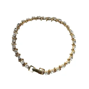 Gold rhinestone tennis bracelet thumbnail 4