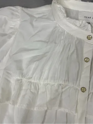 NWT Dear John Ayla Blouse Womens S White Ruffle Pearl Snap Western Prairie Top thumbnail 2