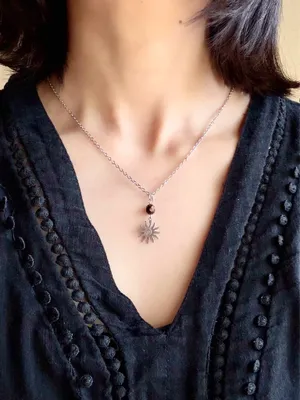 Handmade retro vintage boho funky style quality Czech glass & sun necklace☀️ thumbnail 1