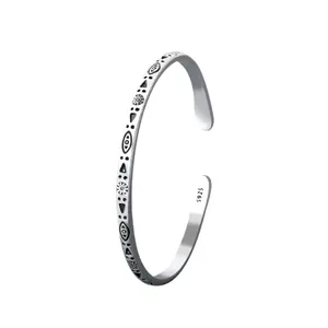 NEW Engraved 925‎ Sterling Silver Adjustable Cuff Bracelet thumbnail 15