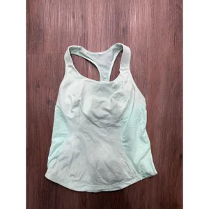 Lululemon Mint Green Racerback Tank Top Built-In Shelf Bra Mesh Back‎ Size 8 thumbnail 3