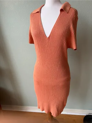 Abercrombie & Fitch Ribbed Elevated Knit Polo Dress Size Large thumbnail 2