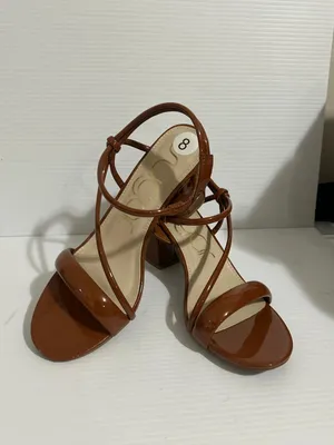 Aldo Women’s Brown Patent Strappy Block Heel Sandals Ankle Wrap Size 8 US thumbnail 4