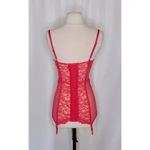 VICTORIA'S SECRET Barbie Hot Pink Lace Corset Bustier Garter Lingerie 34C‎ thumbnail 6