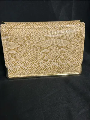 Gold Snakeskin Embossed Women’s Clutch Bag thumbnail 2