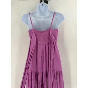 Haute Hippie Style Maxi Dress Womens S Purple Tiered Boho Cottagecore Bow Back‎ thumbnail 13